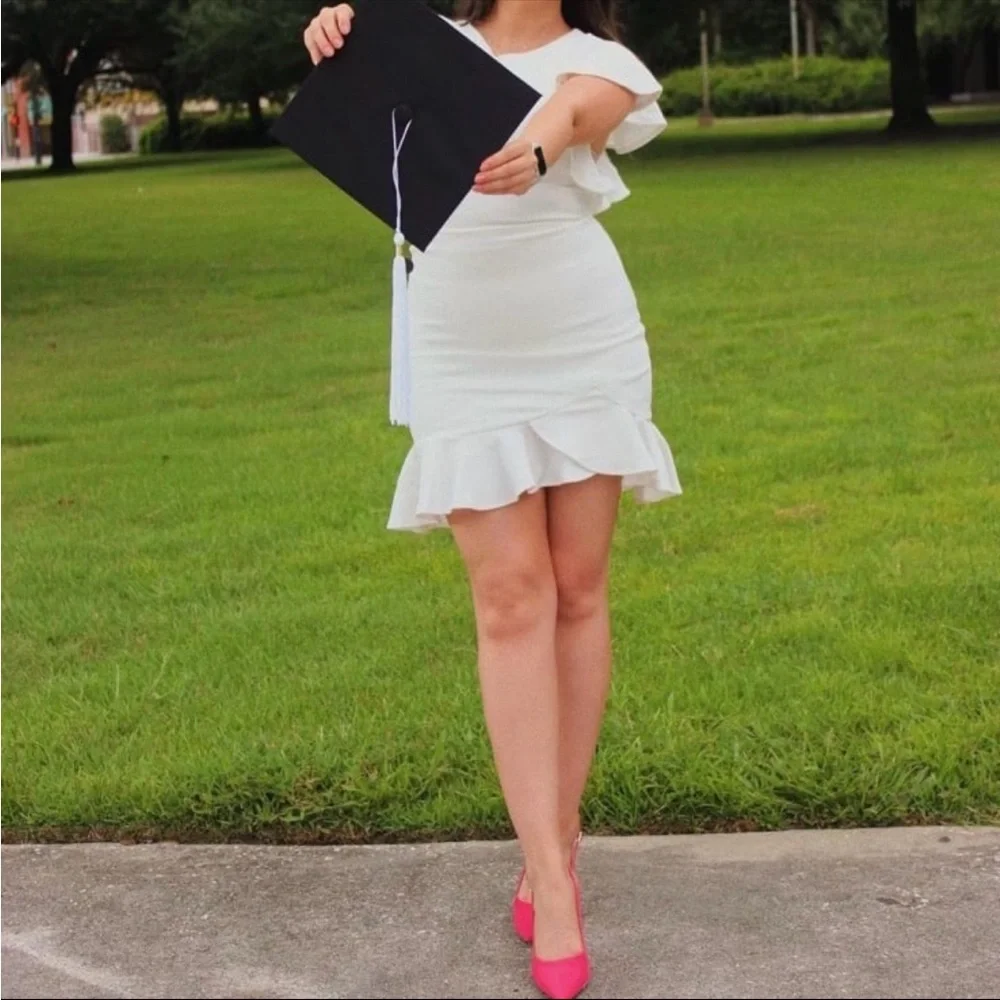 White Ruffle Dress - Picture 1 of 5